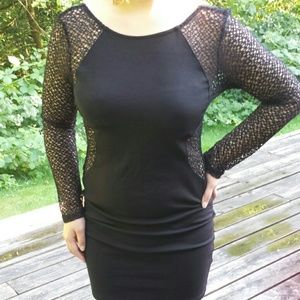 Sexy all black dress with mesh