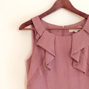 LOFT dress, lavender mauve color w/ ruffle detail