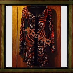 Coral and Black Dress