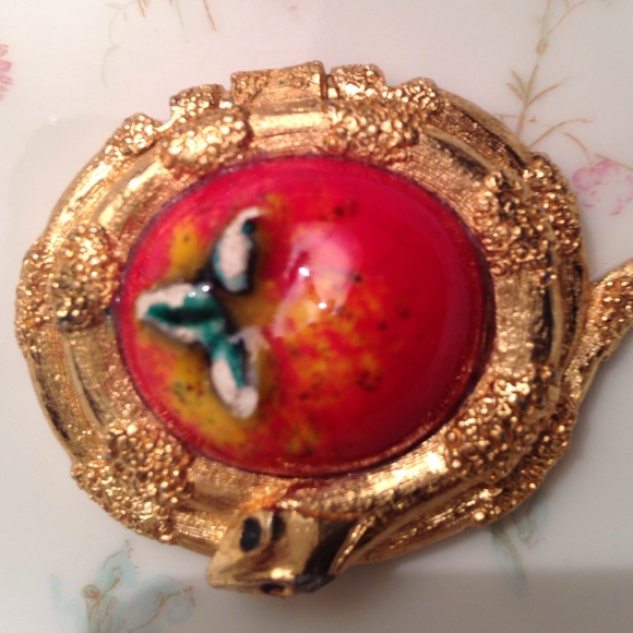 Vintage snake and stone perfume holder