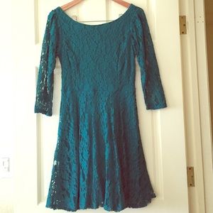 Teal dress with lace overlay, never been worn