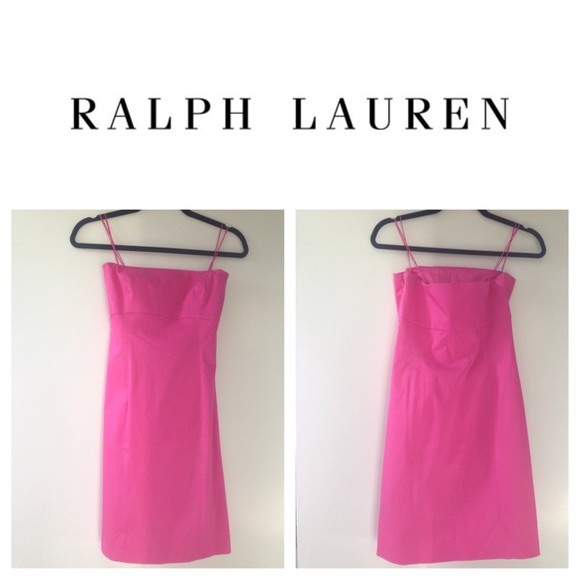 RALPH LAUREN strapless short pink cotton dress