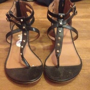 Black mini heel sandals