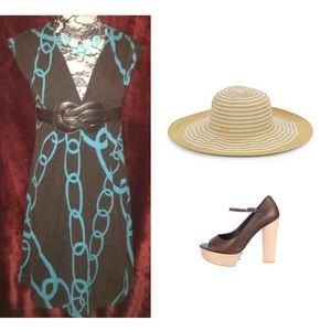 Brown and teal dress