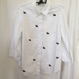 Scotties puppy dog embroidered button down