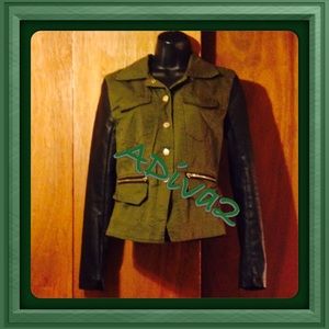 Green and Leather Arm Jacket
