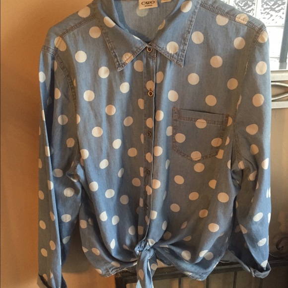 SOLD: Polka Dot Denim Shirt!
