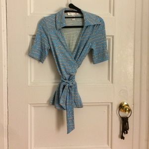 Silk nautical Diane Von Furstenberg wrap top