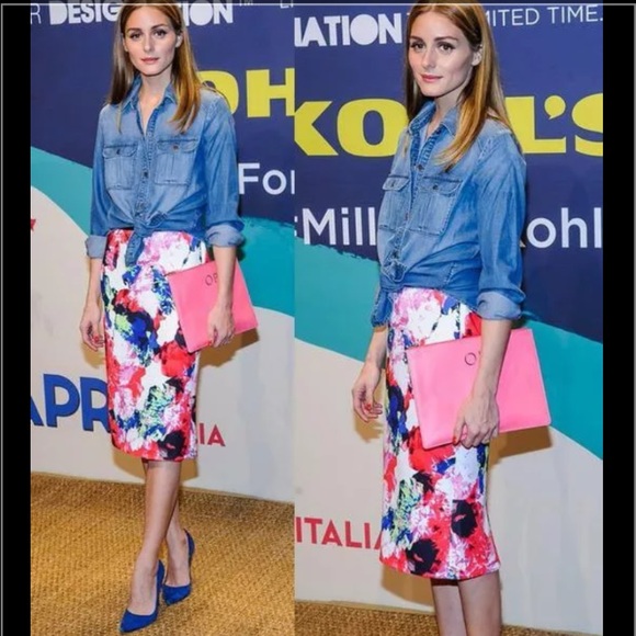 MILLY DesigNation Abstract Floral Midi Scuba Skirt