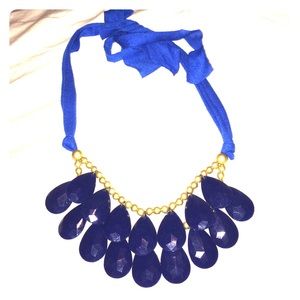 Blue teardrop statement necklace