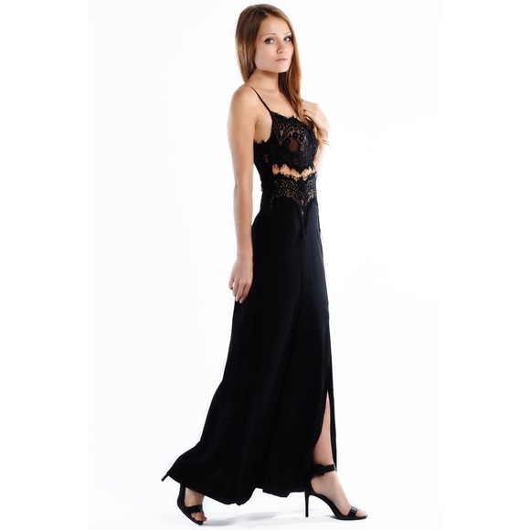 "I Wonder" Lace Double Split Maxi Dress - Picture 2 of 4