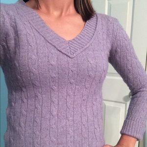 Loft lavender cable knit v-neck sweater