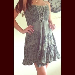 Embellished hand made green peasant dress