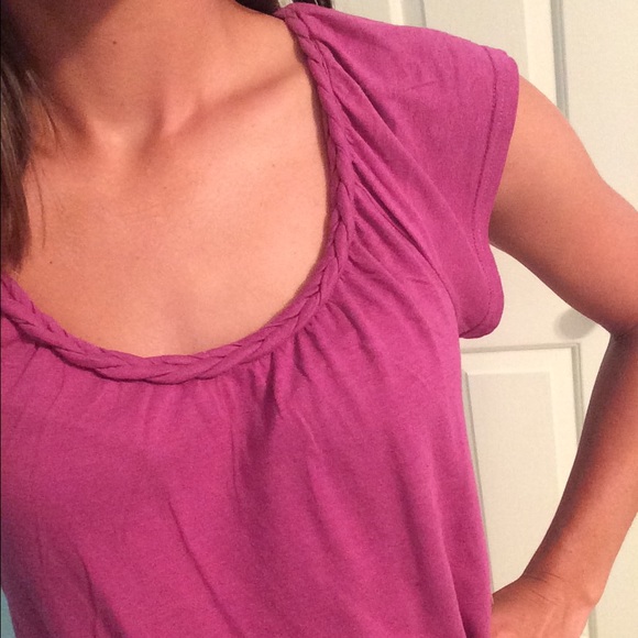 Gap magenta draping top with braid neckline