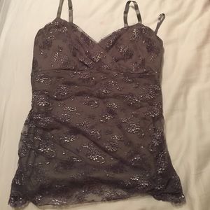 Grey lace tank