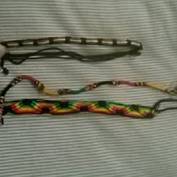 3 handcrafted rasta bracelets/anklets