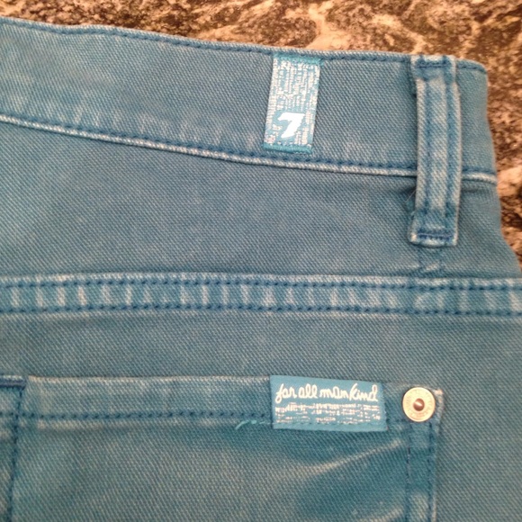 7 For All Mankind blue high waisted shorts - Picture 3 of 4