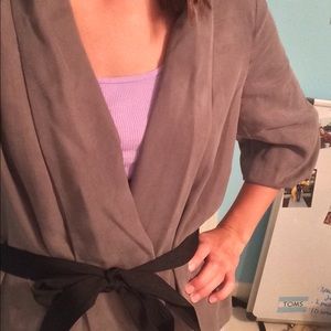 H&M grey jacket with black ribbon belt