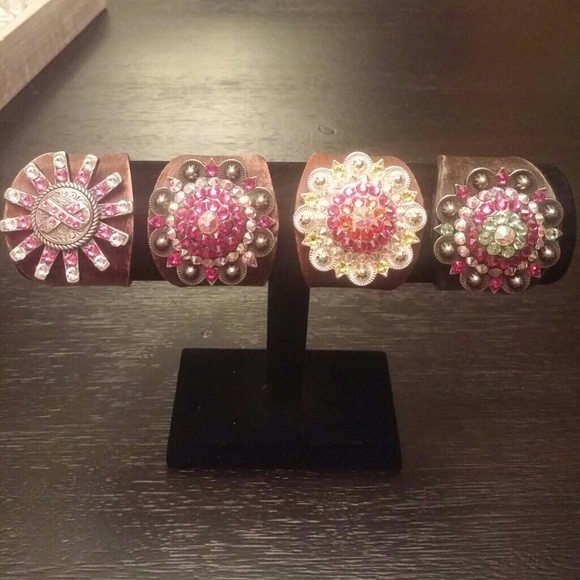 SWAROVSKI CRYSTAL LEATHER CUFF BRACELETS