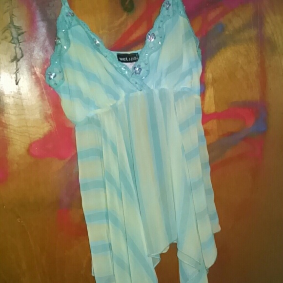 Blue and yellow summer blouse