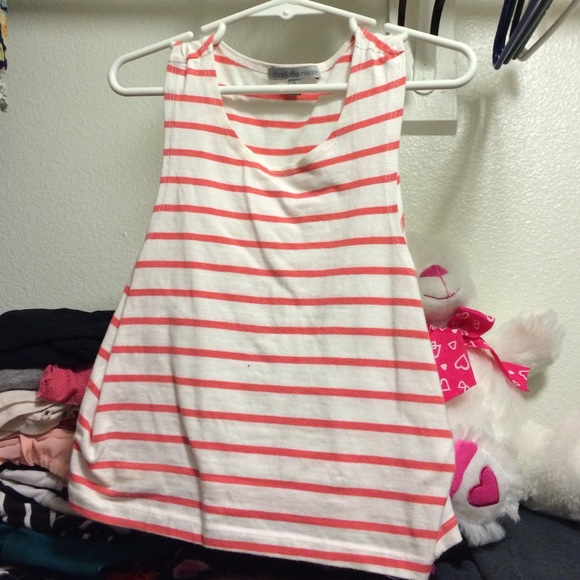 Pink and white strip top