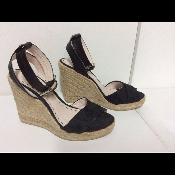 COACH SIZE 6 M BLACK SIGNATURE CANVAS ESPADRILLE