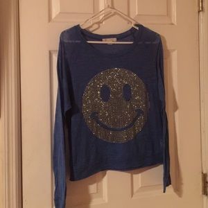 Long sleeve T-shirt-Blue Medium