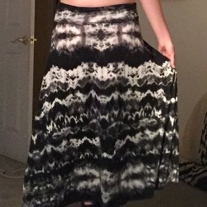 Black/white/grey marble maxi skirt