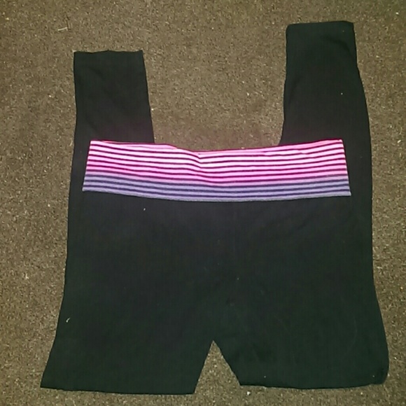 Pink and purple and black leggings