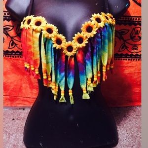 RAVE BRA FOR EDC tie dye fringe bra NEW!!