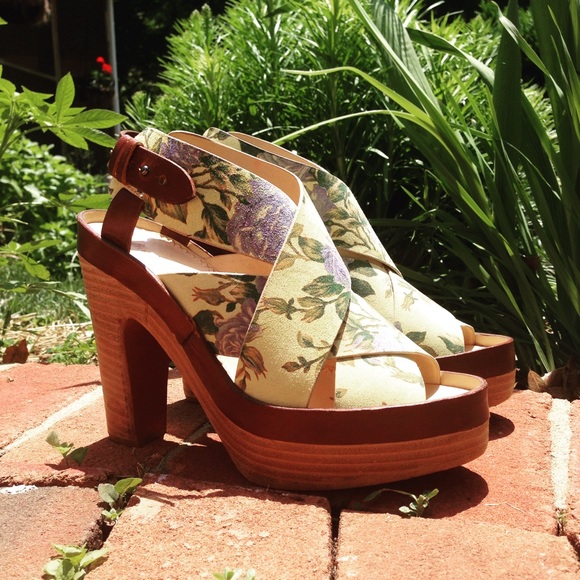 Rag & Bone floral"Sloane Platform Sandals" 38.5
