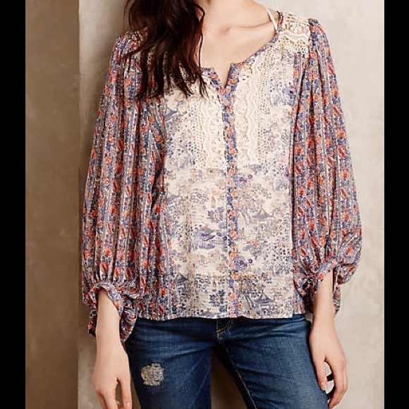 Anthropologie Tops - 🎉HP🎉Chinoiserie Peasant Blouse
by HD in Paris