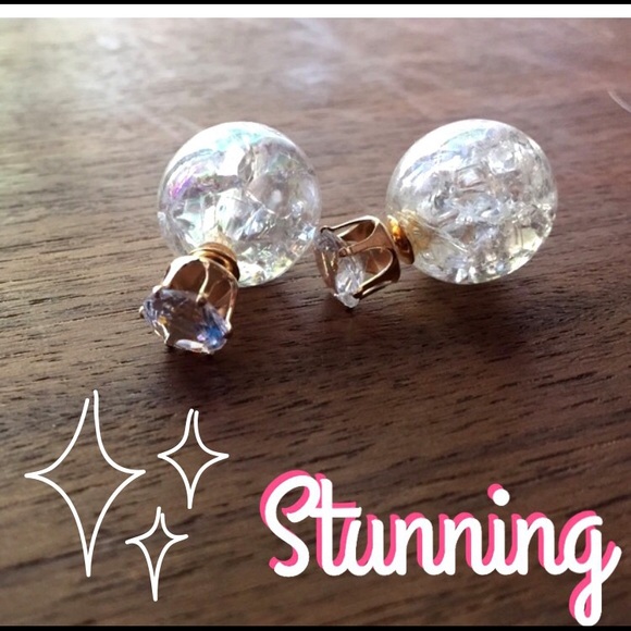 Double Sided Clear Cracked Earrings