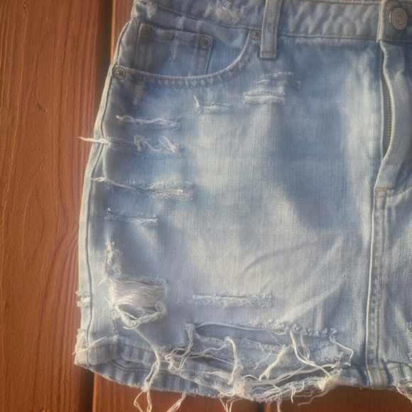 Denim Ripped Mini Skirt - Picture 2 of 4
