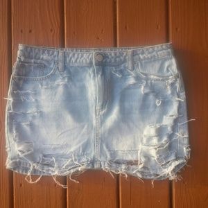 Denim Ripped  Mini Skirt
