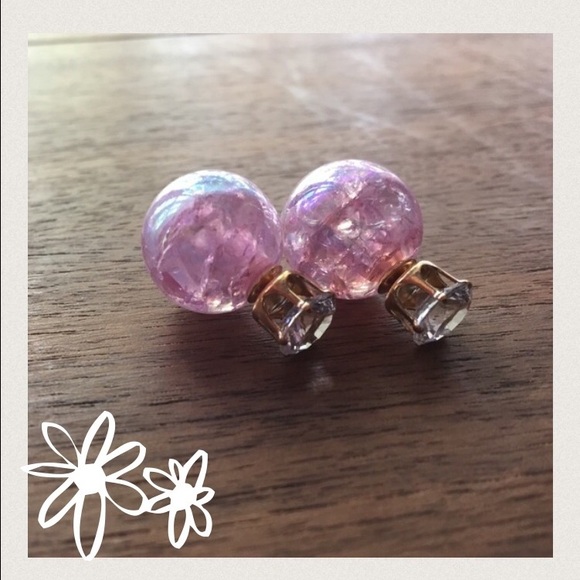 Double Sided Light Pink Cracked Earrings