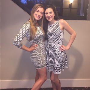 Gold and white body con