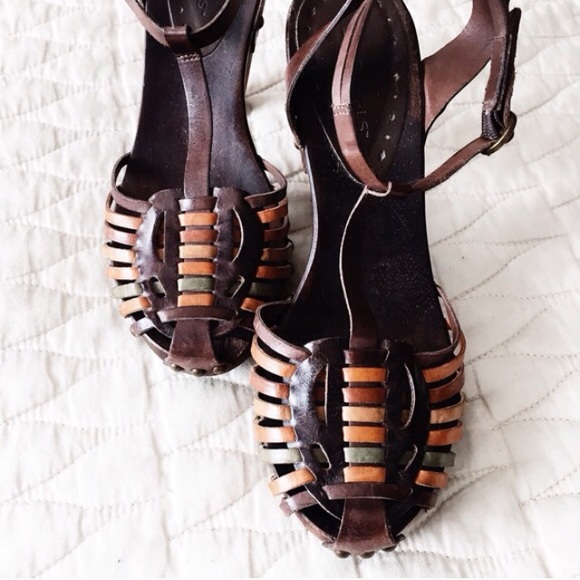 BCBGirls wood & leather high heels!