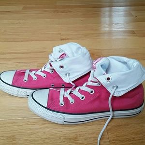 Womens pink super high top all star Converse