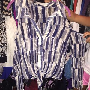 Chiffon button down cold shoulder