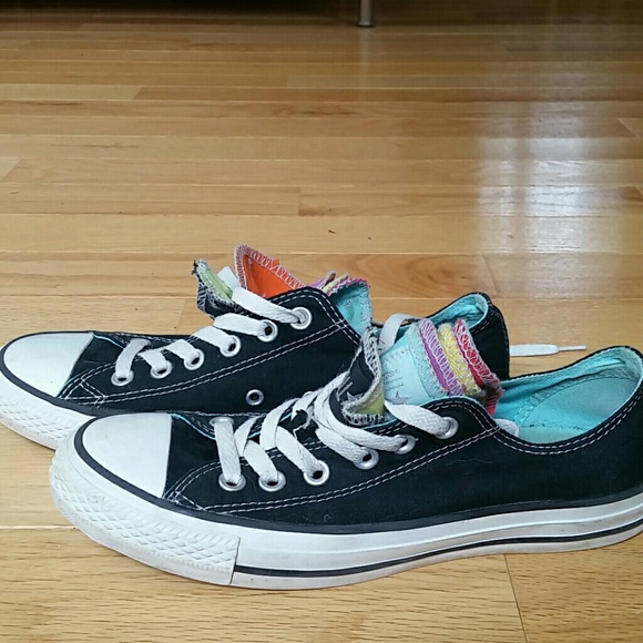 Womens Converse with 5 multi-colored tongues