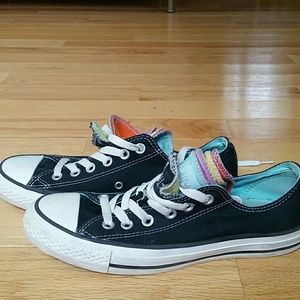 Womens Converse with 5 multi-colored tongues