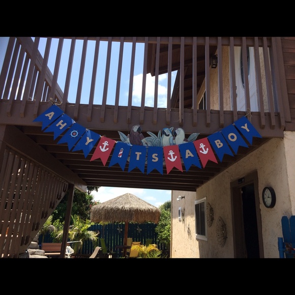 AHOY ITS A BOY nautical banner