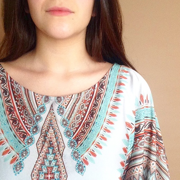 Arden B. flowy sleeved teal blouse