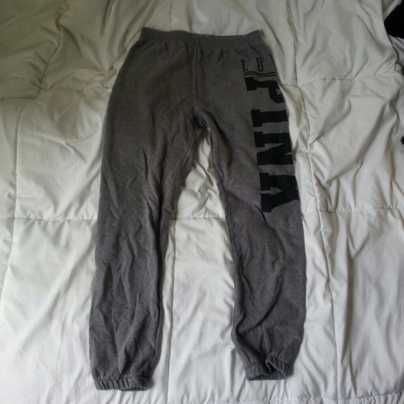 Gray Cripped PINK Sweatpants