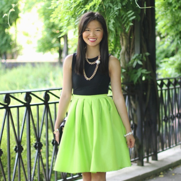 Skirts - FINAL MARKDOWN: Neon Green Flared Skirt Skirts - FINAL MARKDOWN: Neon Green Flared Skirt
