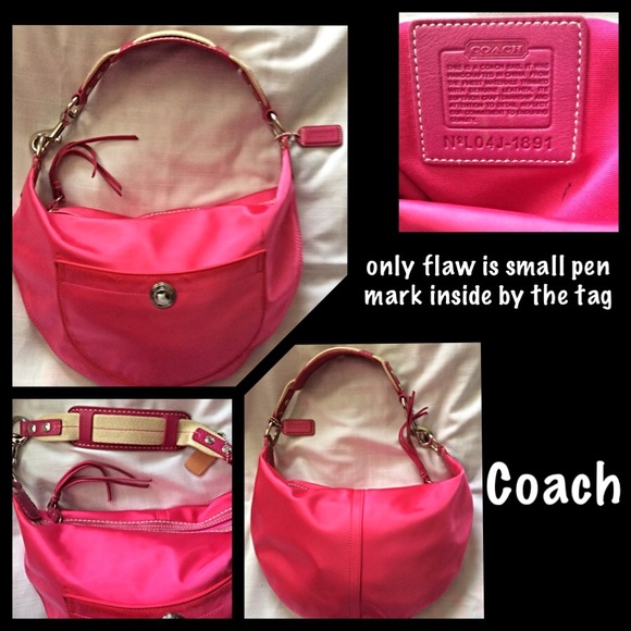pink satin like small hobo Coach purse