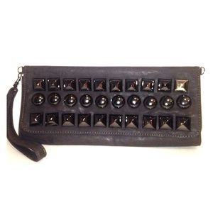 Sexy Gray faux leather studded clutch