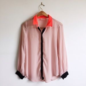 Nasty Gal Tricolor Longsleeve Blouse