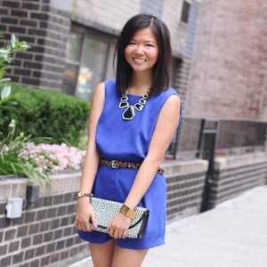 Dresses - FINAL MARKDOWN: Blue Romper with Lace Back Dresses - FINAL MARKDOWN: Blue Romper with Lace Back